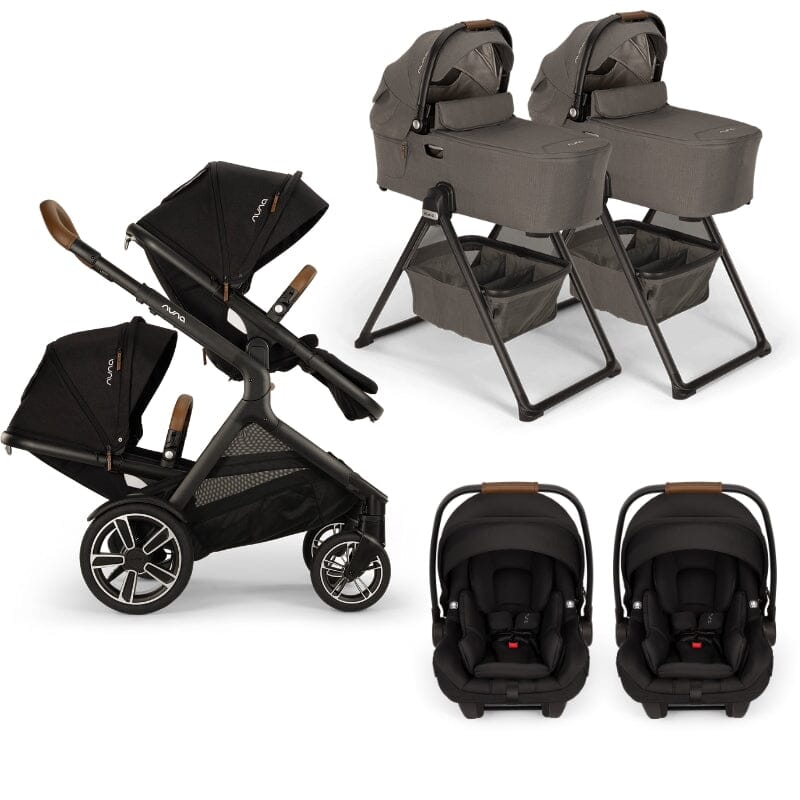 Nuna DEMI Next with Rider Board Twin Travel System - PIPA aire RX and Bassinet + Stand