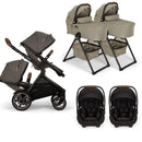 Nuna DEMI Next with Rider Board Twin Travel System - PIPA aire RX and Bassinet + Stand