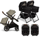 Nuna DEMI Next with Rider Board Twin Travel System - PIPA aire RX and Bassinet + Stand