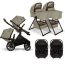 Nuna DEMI Next with Rider Board Twin Travel System - PIPA aire RX and Bassinet + Stand