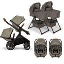 Nuna DEMI Next with Rider Board Twin Travel System - PIPA aire RX and Bassinet + Stand