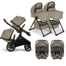 Nuna DEMI Next with Rider Board Twin Travel System - PIPA aire RX and Bassinet + Stand