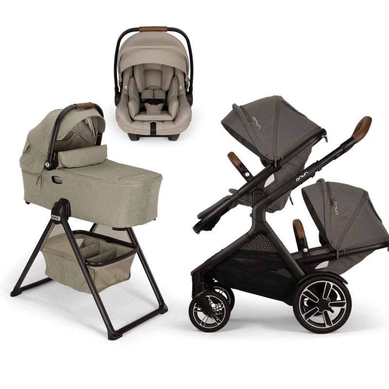 Nuna DEMI Next Double with Rider Board , Bassinet + Stand and PIPA aire RX Travel System