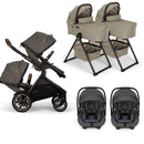 Nuna DEMI Next with Rider Board Twin Travel System - PIPA aire RX and Bassinet + Stand