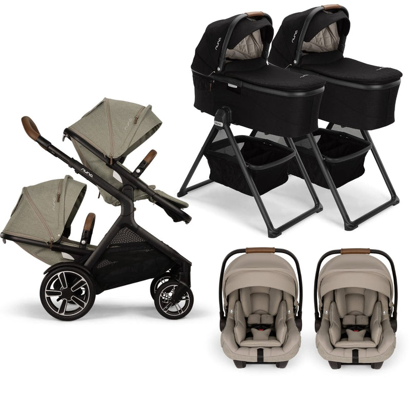 Nuna DEMI Next with Rider Board Twin Travel System - PIPA aire RX and Bassinet + Stand