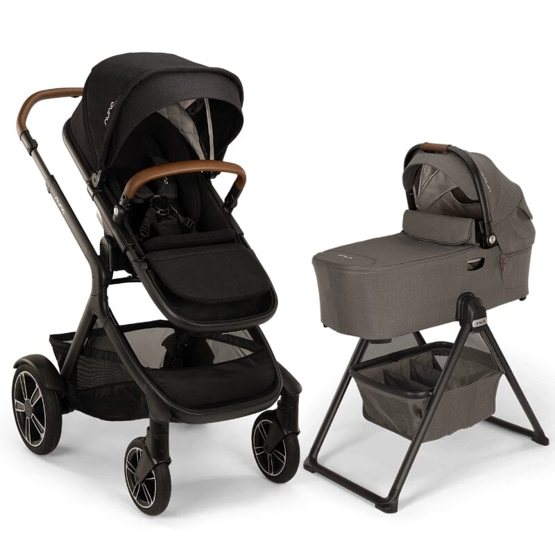 Nuna DEMI Next Stroller, Rider Board, and Bassinet + Stand Bundle