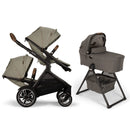 Nuna DEMI Next Double Stroller with Rider Board and Bassinet + Stand