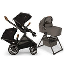 Nuna DEMI Next Double Stroller with Rider Board and Bassinet + Stand