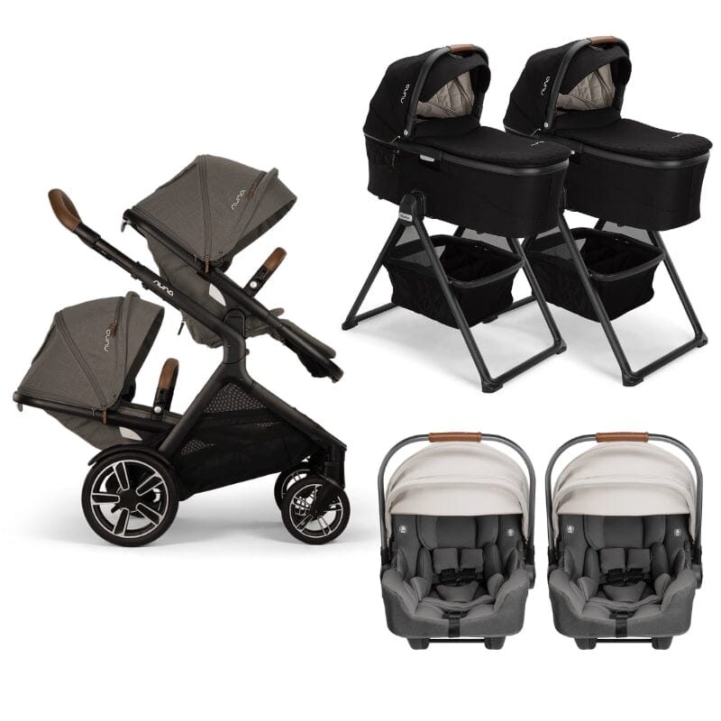 Nuna DEMI Next with Rider Board Twin Travel System - PIPA RX and Bassinet + Stand