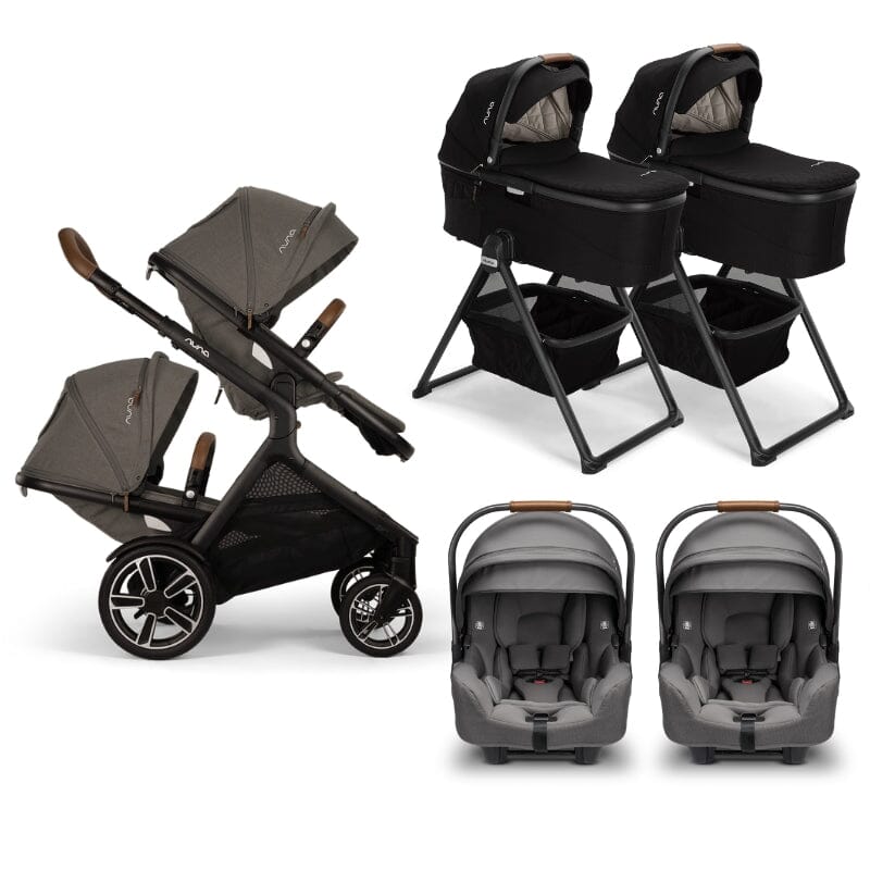 Nuna DEMI Next with Rider Board Twin Travel System - PIPA RX and Bassinet + Stand