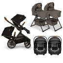 Nuna DEMI Next with Rider Board Twin Travel System - PIPA RX and Bassinet + Stand