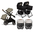 Nuna DEMI Next with Rider Board Twin Travel System - PIPA RX and Bassinet + Stand