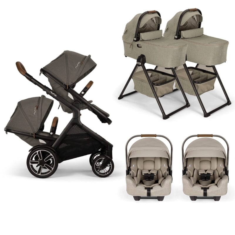 Nuna DEMI Next with Rider Board Twin Travel System - PIPA RX and Bassinet + Stand