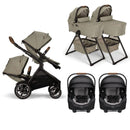 Nuna DEMI Next with Rider Board Twin Travel System - PIPA RX and Bassinet + Stand