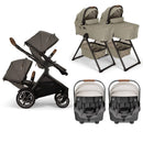 Nuna DEMI Next with Rider Board Twin Travel System - PIPA RX and Bassinet + Stand