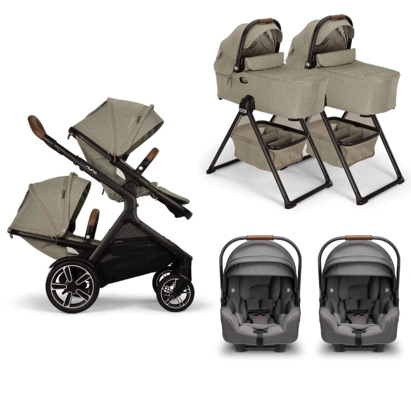 Nuna DEMI Next with Rider Board Twin Travel System - PIPA RX and Bassinet + Stand