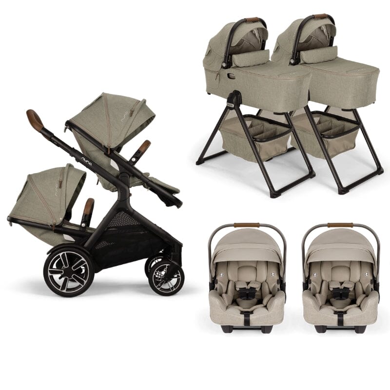 Nuna DEMI Next with Rider Board Twin Travel System - PIPA RX and Bassinet + Stand