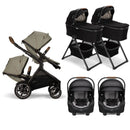 Nuna DEMI Next with Rider Board Twin Travel System - PIPA RX and Bassinet + Stand