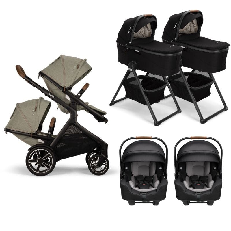 Nuna DEMI Next with Rider Board Twin Travel System - PIPA RX and Bassinet + Stand