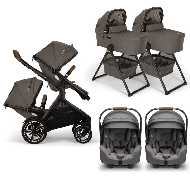 Nuna DEMI Next with Rider Board Twin Travel System - PIPA RX and Bassinet + Stand