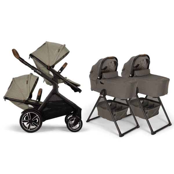 Nuna DEMI Next Twin Stroller and Rider Board with Bassinet + Stand