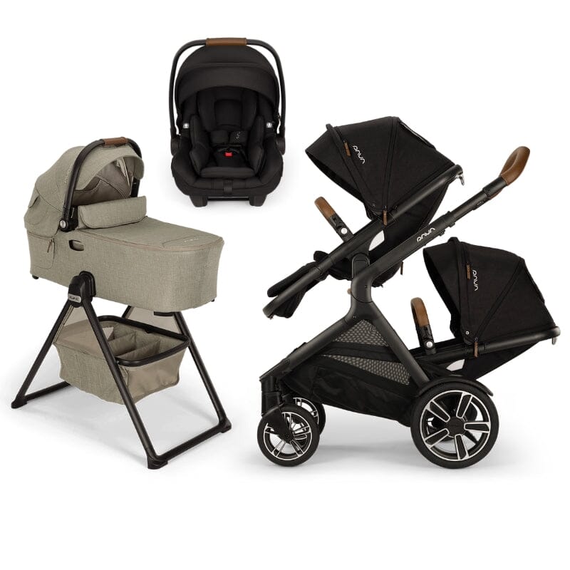 Nuna DEMI Next Double with Rider Board , Bassinet + Stand and PIPA aire RX Travel System