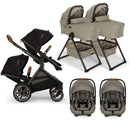 Nuna DEMI Next with Rider Board Twin Travel System - PIPA aire RX and Bassinet + Stand