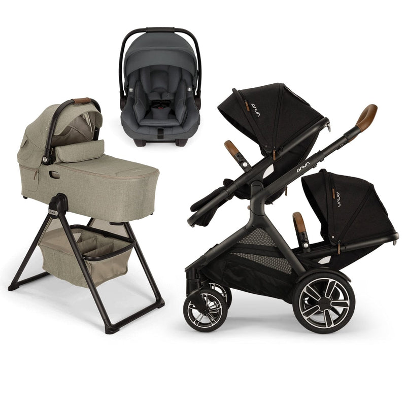 Nuna DEMI Next Double with Rider Board , Bassinet + Stand and PIPA aire RX Travel System