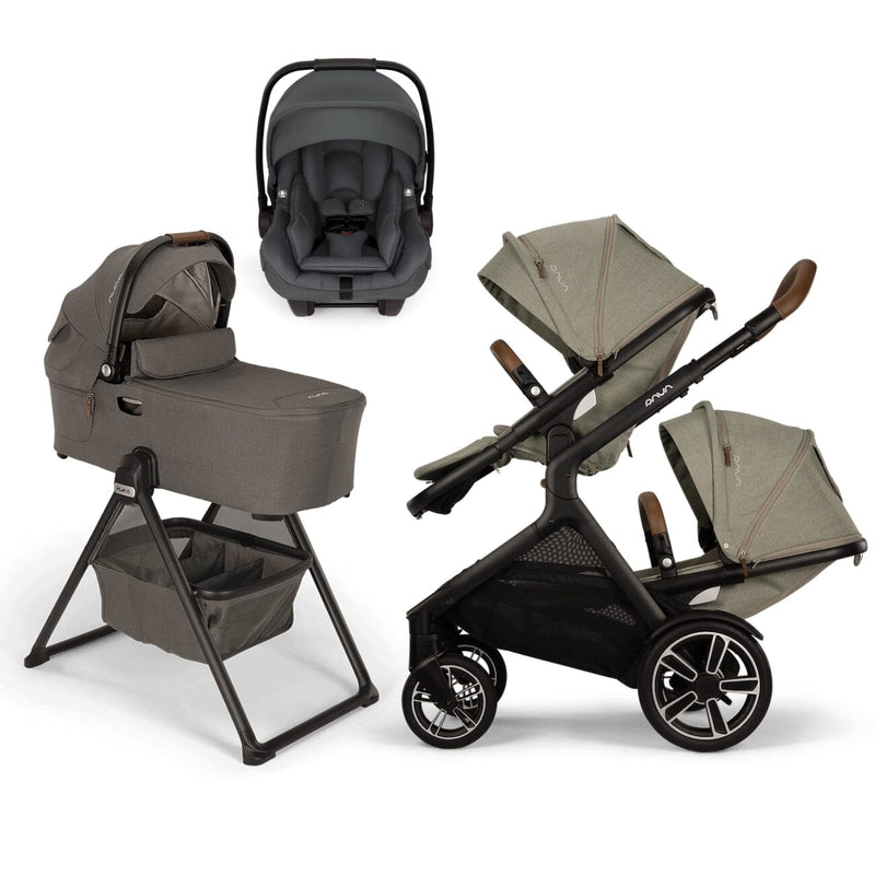 Nuna DEMI Next Double with Rider Board , Bassinet + Stand and PIPA aire RX Travel System